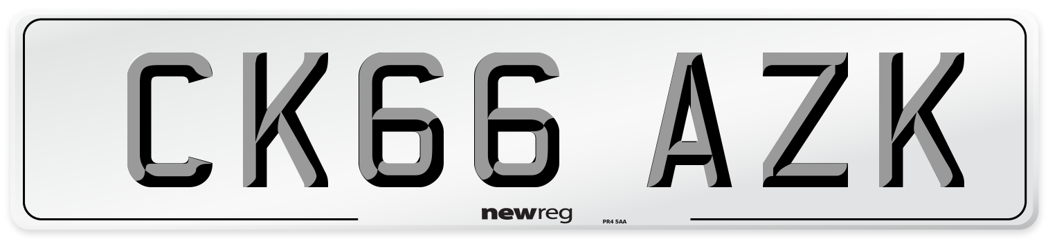CK66 AZK Number Plate from New Reg